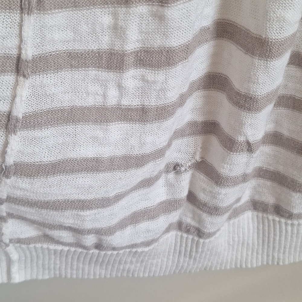 Sonoma Grey and White Striped Cardigan Size Small - Picture 12 of 14